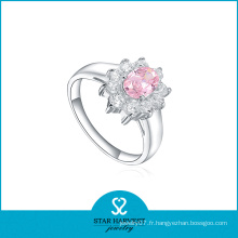 Dernières Fashion Pink CZ Silver Ring for Wedding (R-0170)